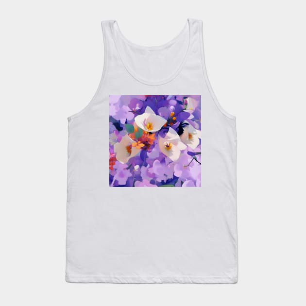 White Blossoms over Lilacs Tank Top by DANAROPER